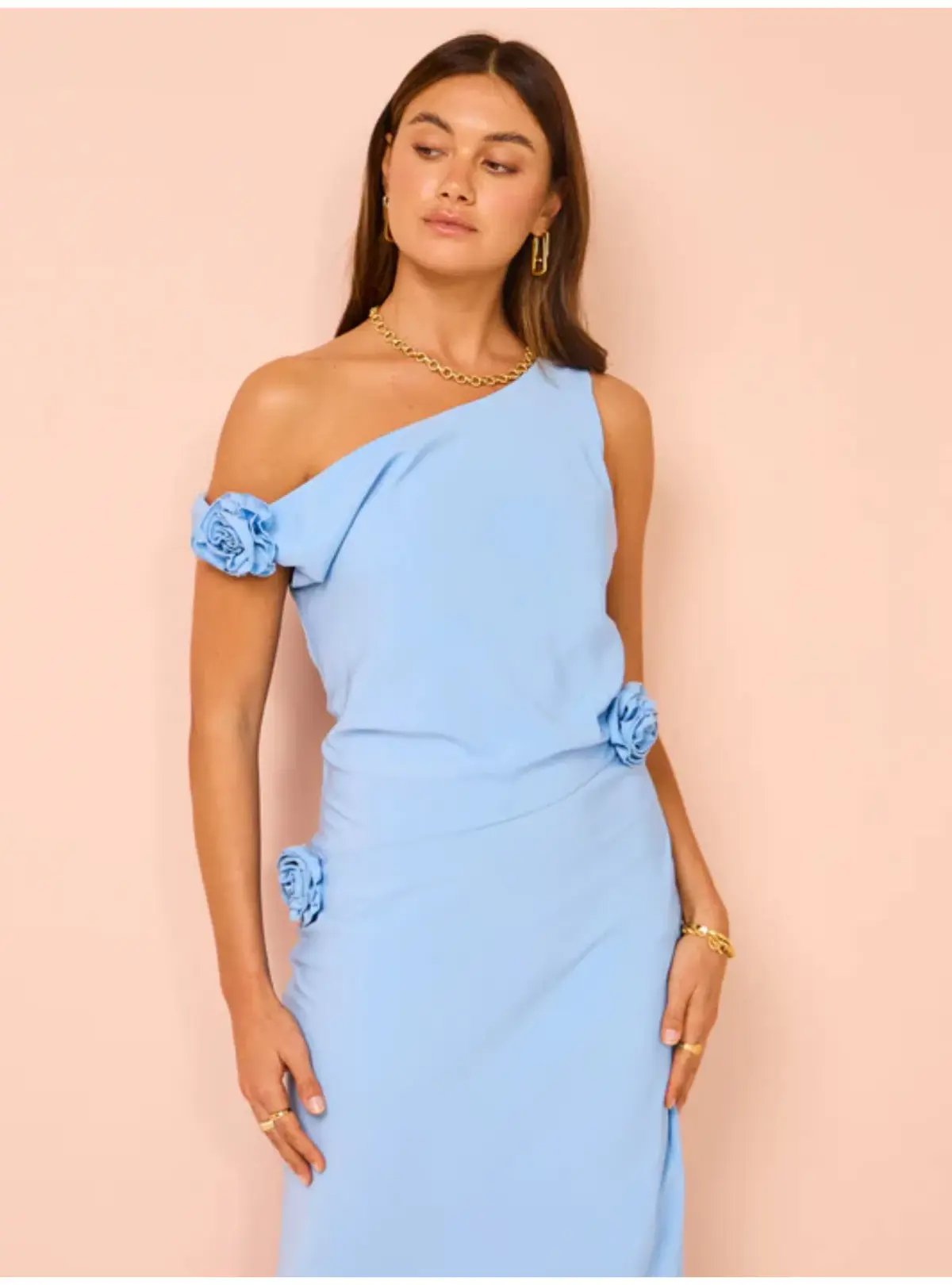 Issy Off Shoulder Flower Maxi Dress In Blue Size AU 12 photo 2