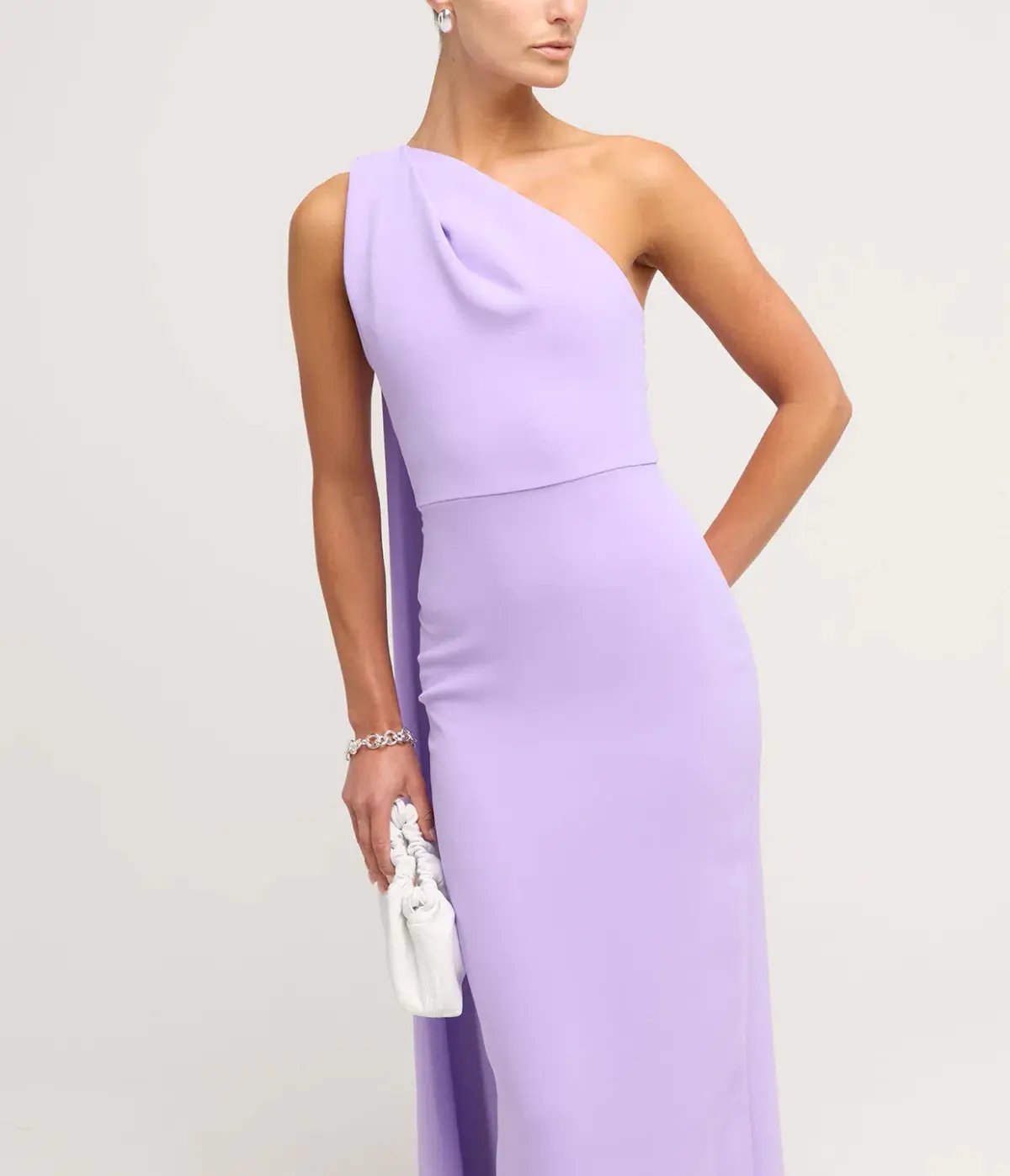 Solace London Demi Woven Crepe Dress in Lilac Size AU 8 photo 3