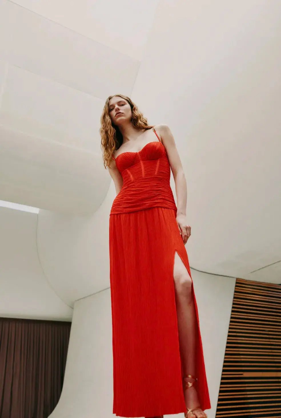 Manning Cartell Double Time Pleat Dress Red Size 8 photo 5