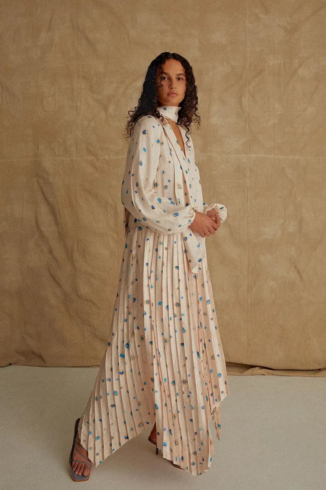 Aje Ponte Bleu Overture Pleat Midi Dress Print Size 6 photo 5