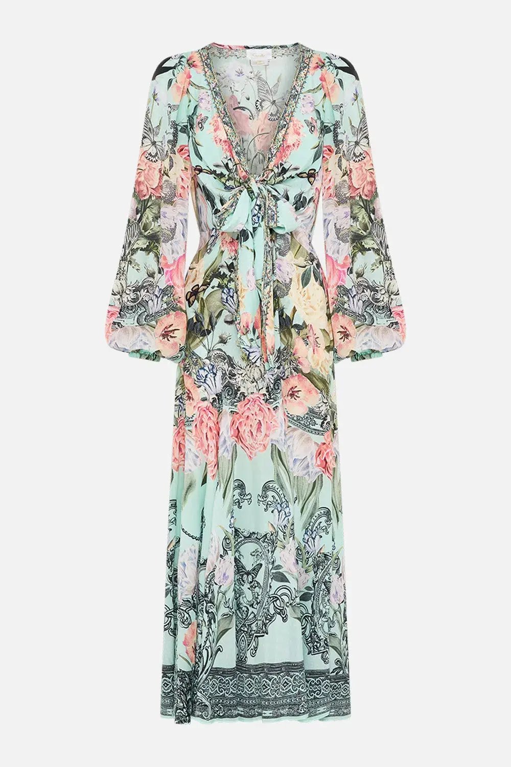 Camilla Wrap Tie Dress with Blouson Sleeve Petal Promise Land Size S / AU 10 photo 3