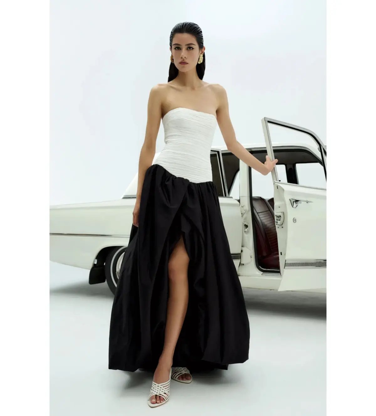 Aje Ivory Violette Bubble Hem Maxi in Black/white Size AU 10 photo 2