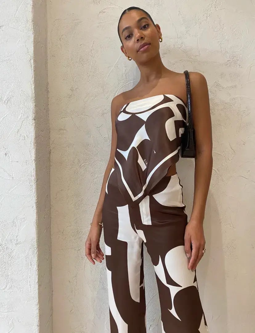 Sir the Label Julien Scarf and Pants Set In Abstract Chocolate Size 1 / AU 8 photo 2