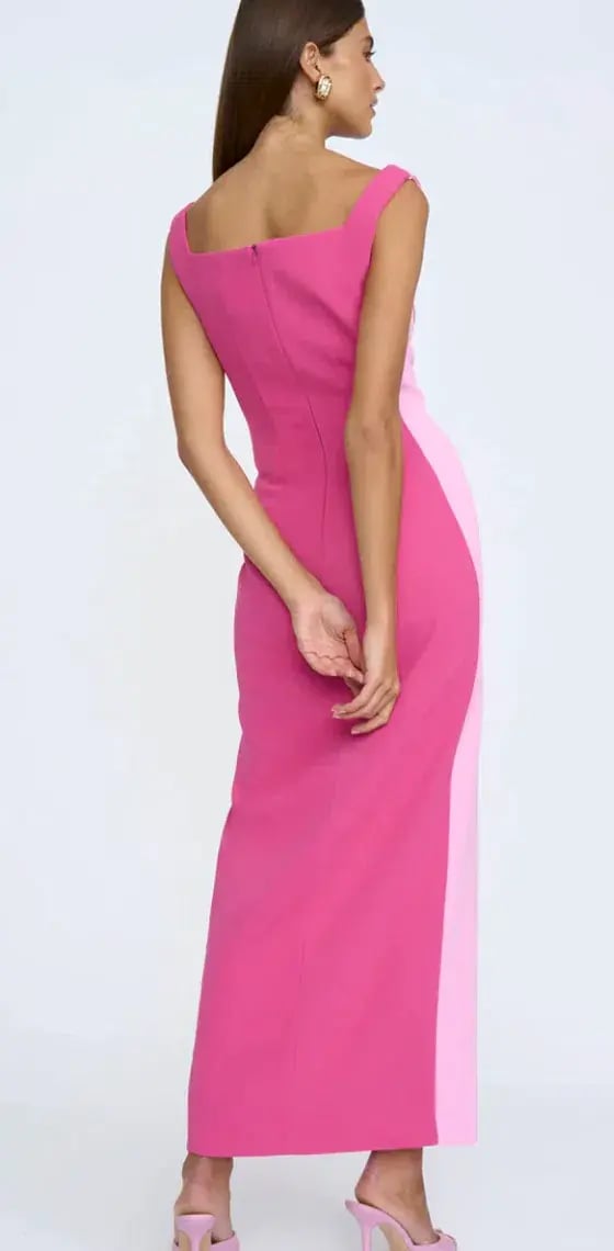 By Johnny Caterina Two Tone Curve Midi Dress Pink Size 10 photo 4