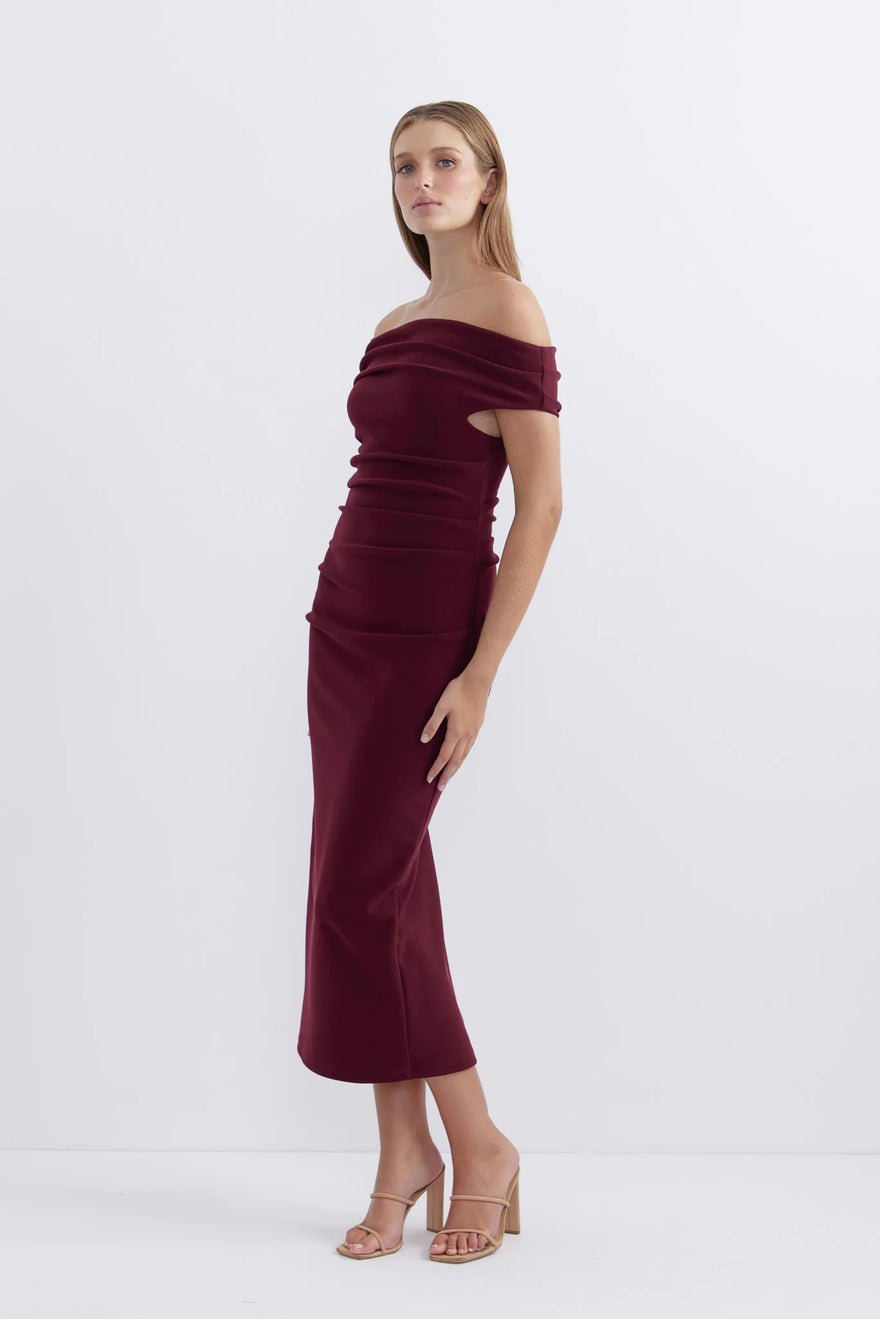 Pasduchas Evie Shoulder Midi Dress - Wine photo 4