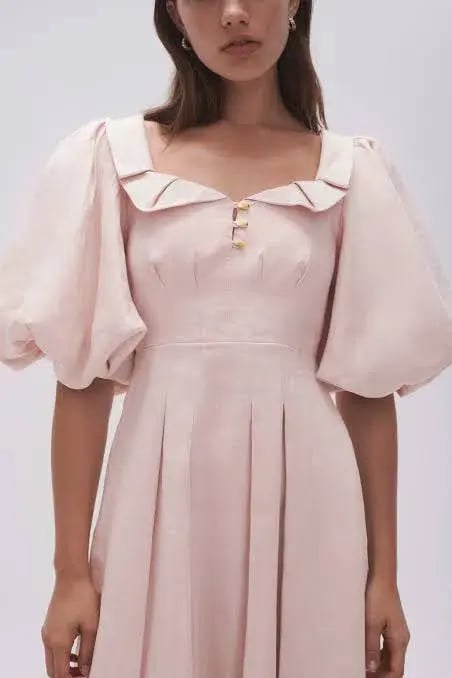 Aje Jessica Frill Midi Dress soft pink size 6 photo 7