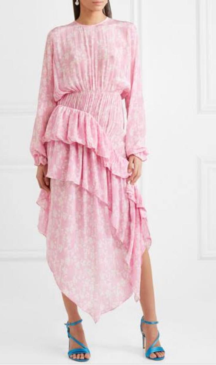 PREEN LINE Eden Asymmetric Pink Ruffle Dress Size 10 photo 2
