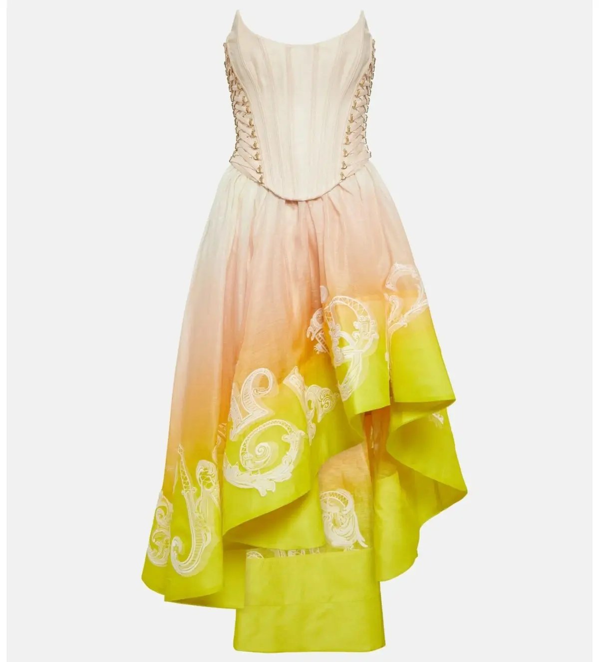 Zimmermann Wonderland Lace Up Midi Dress Sunset Ombre Size 2 AU 12 photo 9