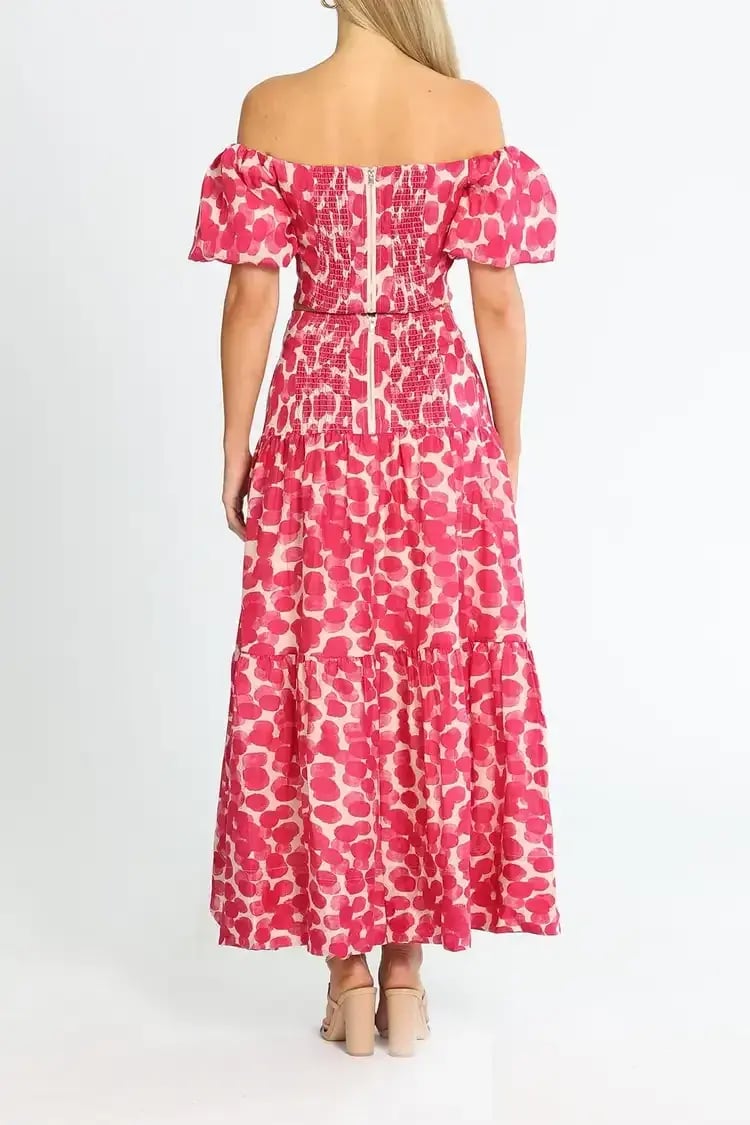 Ministry of Style Mottled Blossoms Top and Skirt Set Pink Print Size 10 photo 3