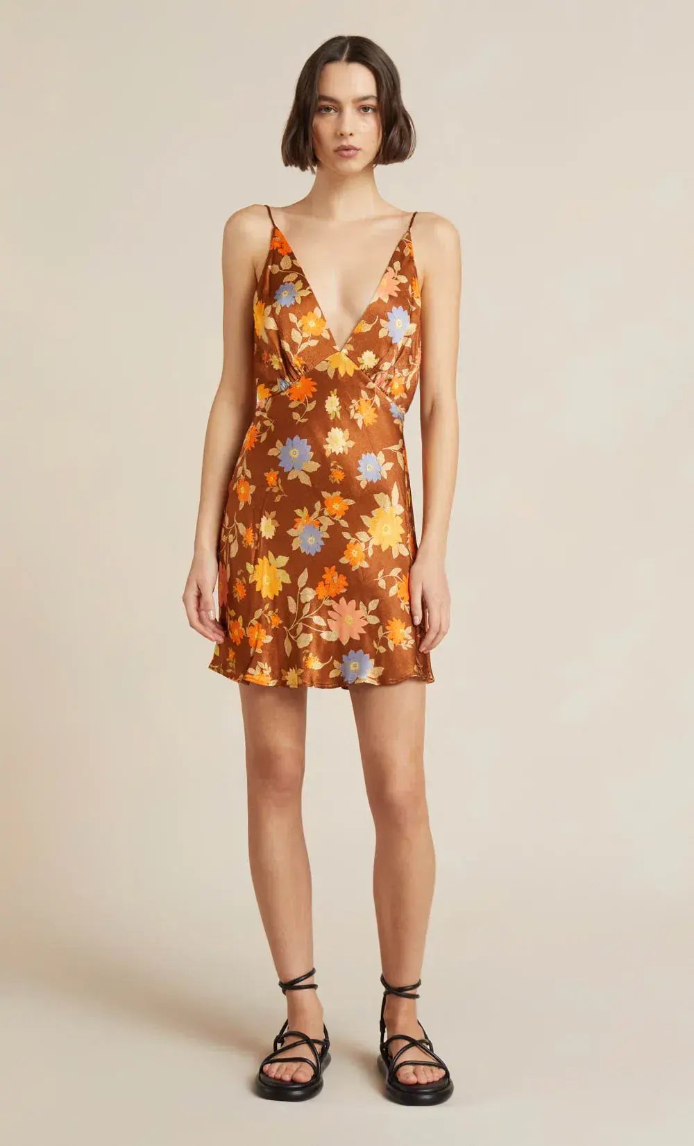 Bec & Bridge Carmen Floral satin mini dress Orange Size AU 8 photo 2