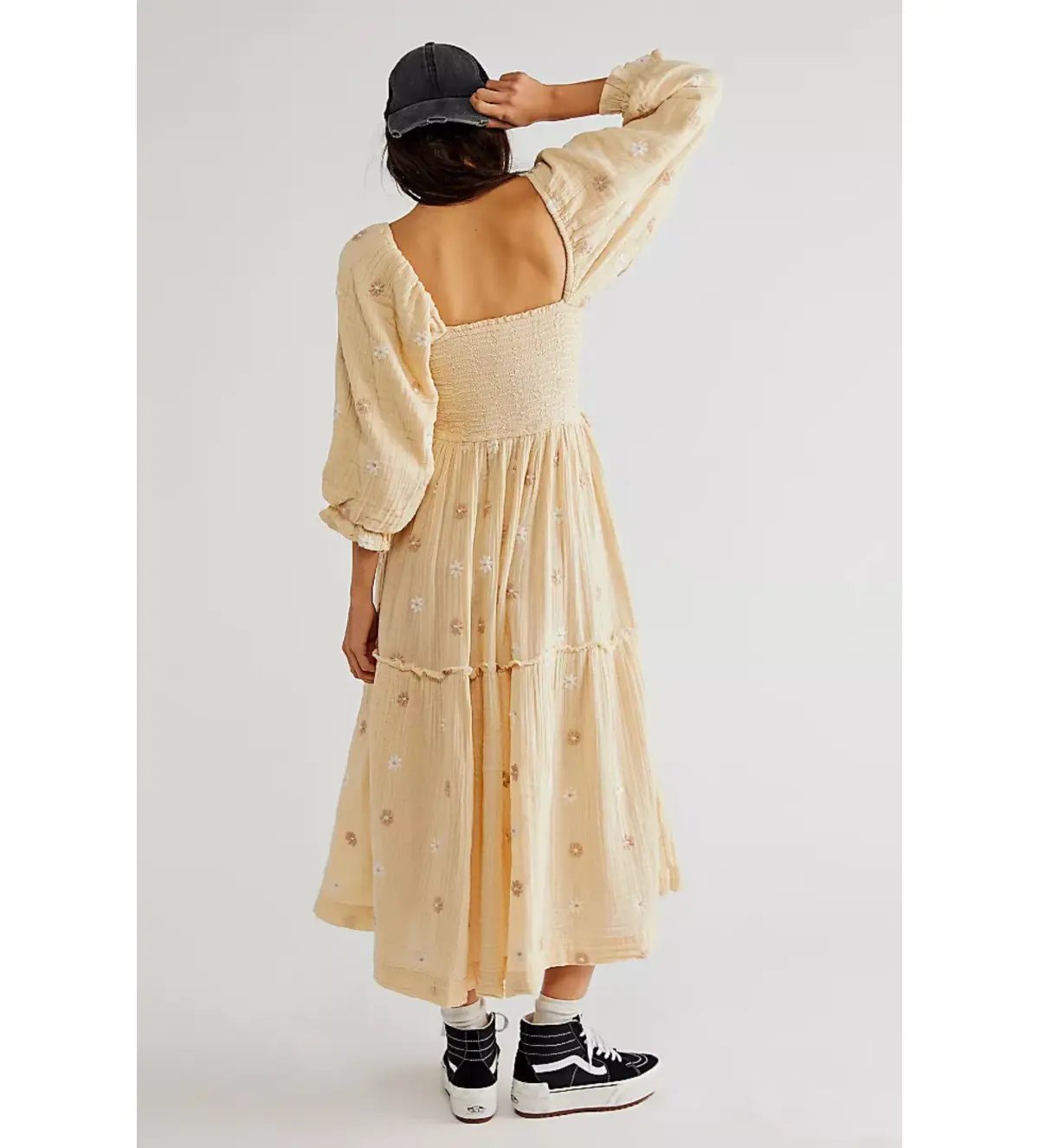 Free People  Dahlia Embroidered Maxi Dress Pearl Island Size 14 photo 2