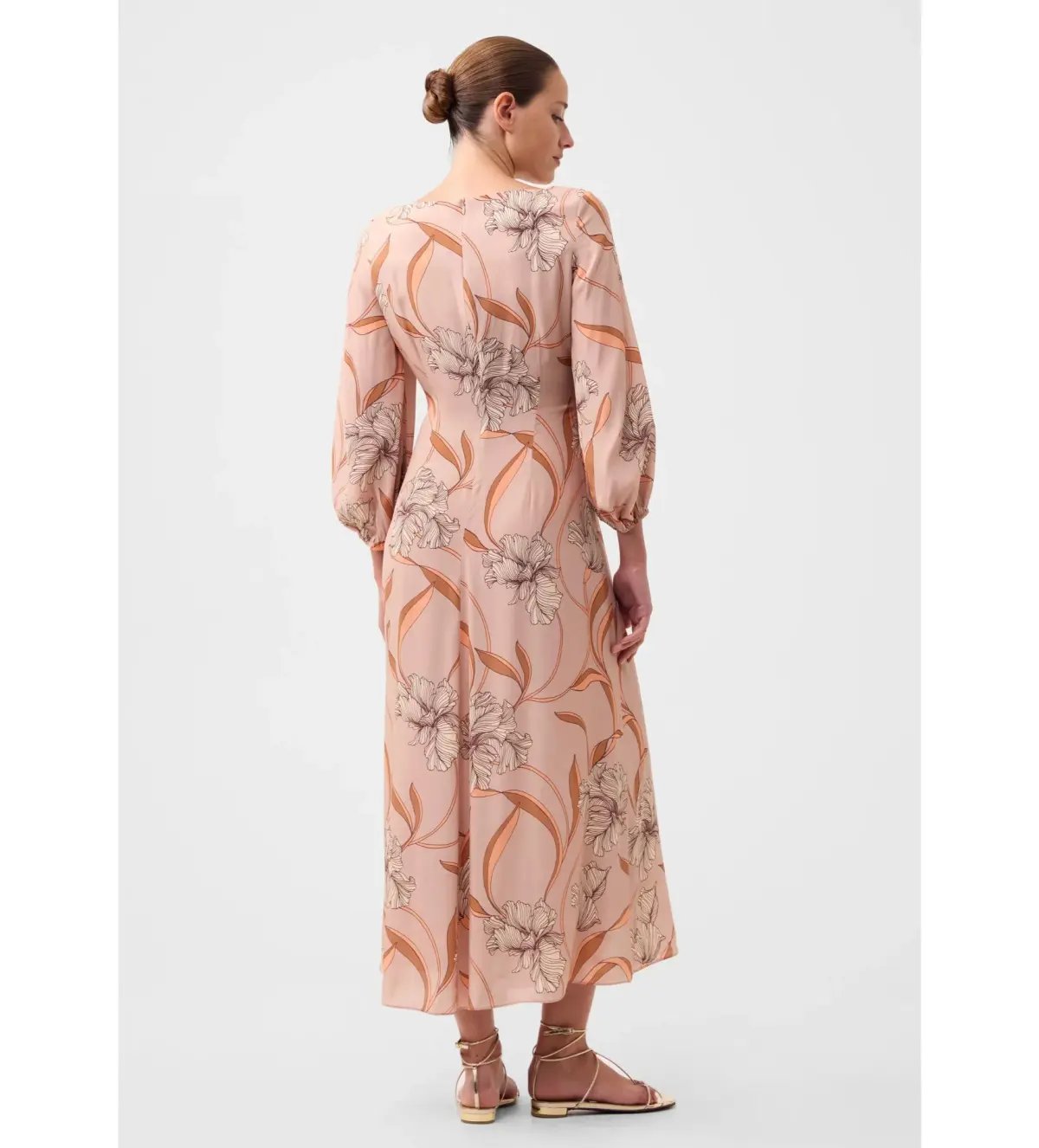 Morrison Martinique Rouched Midi Dress Blush Floral Print Size 4/AU 14 photo 3