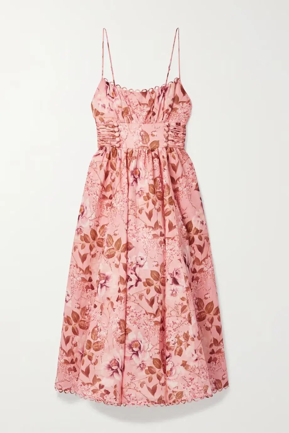 Zimmermann Rosa Floral Linen Midi Dress Pink Floral Size 16 photo 4
