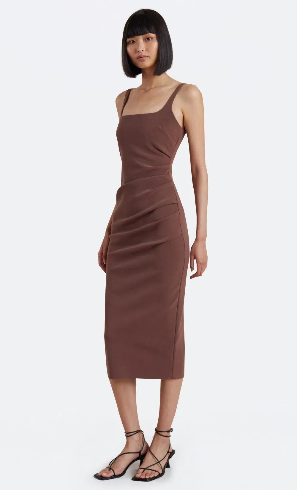 Bec & Bridge Karina Tuck Midi Dress Brown Size 6 / XS photo 2