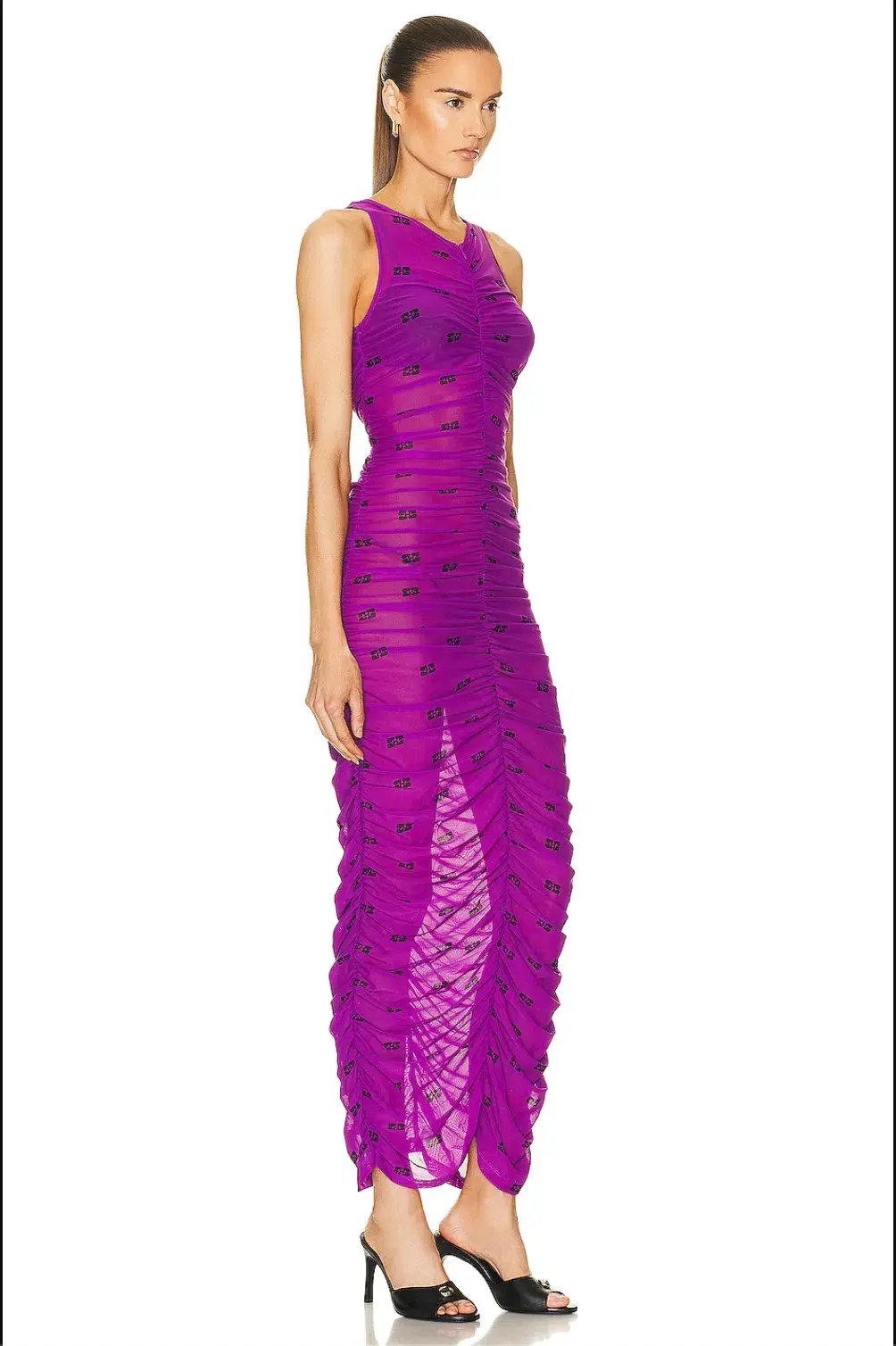 Ganni Printed Mesh Ruched Dress size 8 photo 2