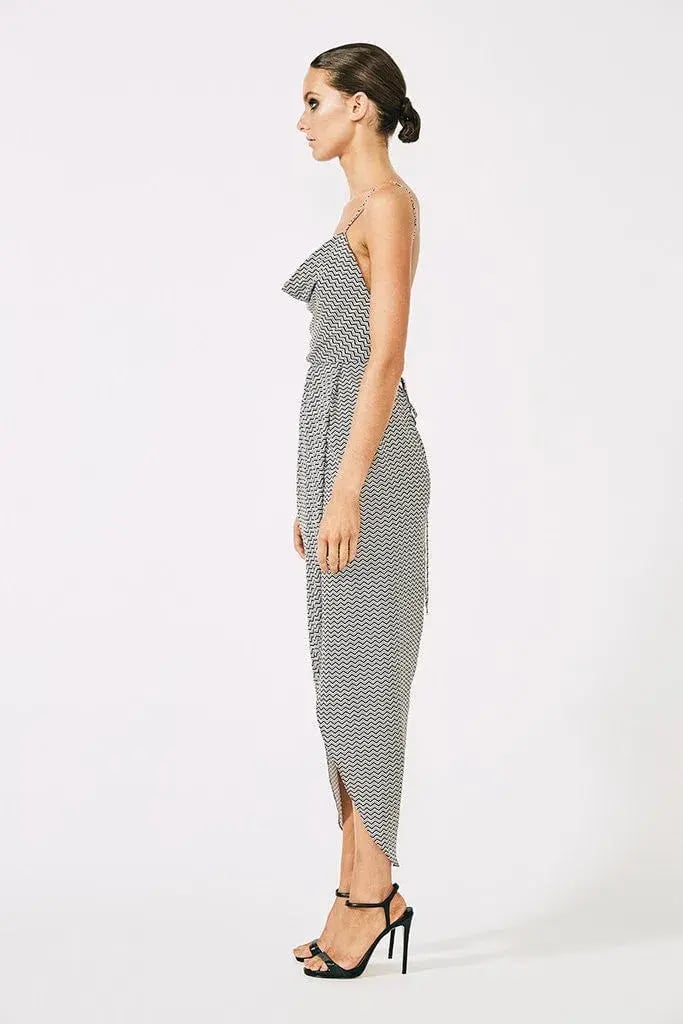 Shona Joy Etienne Lace Back Cowl Bias Midi Dress Print Size 12 photo 2