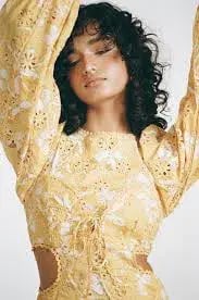 SABO Elysees Dress Yellow and White size XS photo 4