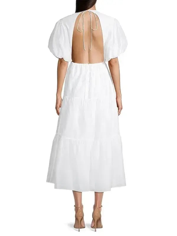 Sir the Label Franc Open Back Midi Dress Chalk White Size 3 / 12 AU photo 2