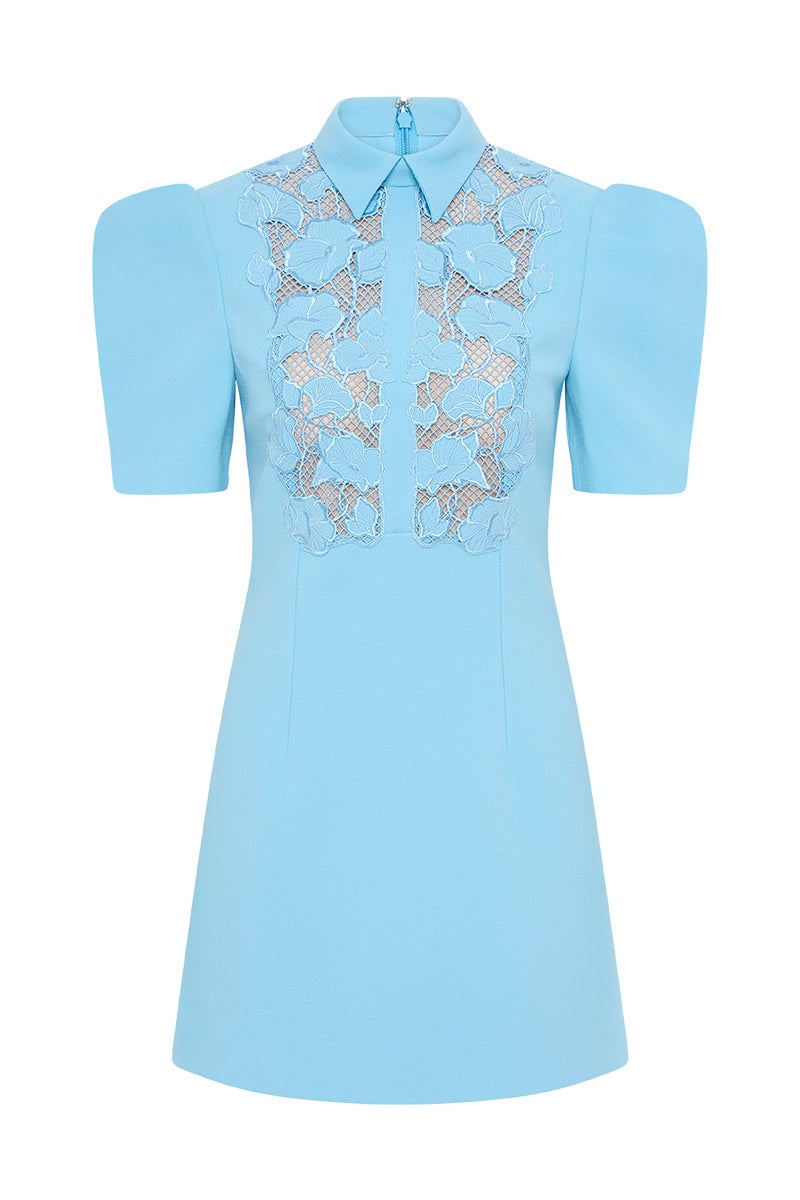REBECCA VALLANCE SKYE SHORT SLEEVE MINI DRESS - ETHEREAL BLUE photo 3