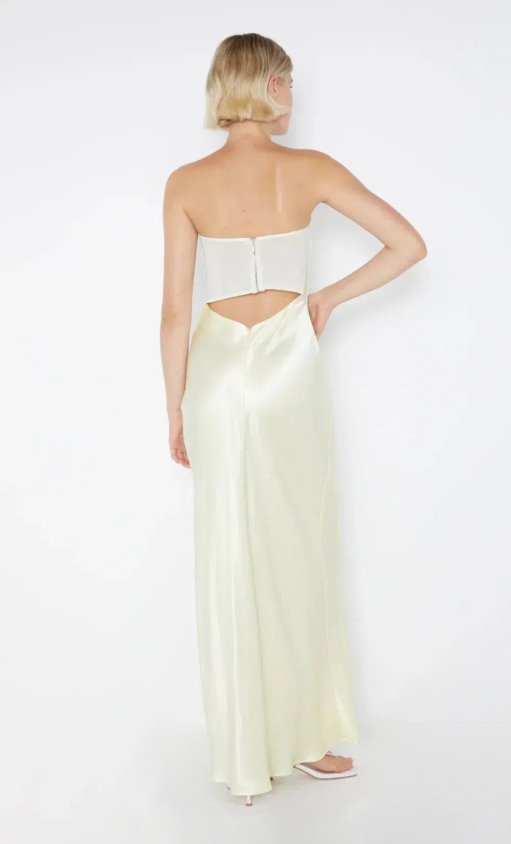 BEC + BRIDGE - Halle Strapless Dress in Ice Yellow Size AU 8 photo 2
