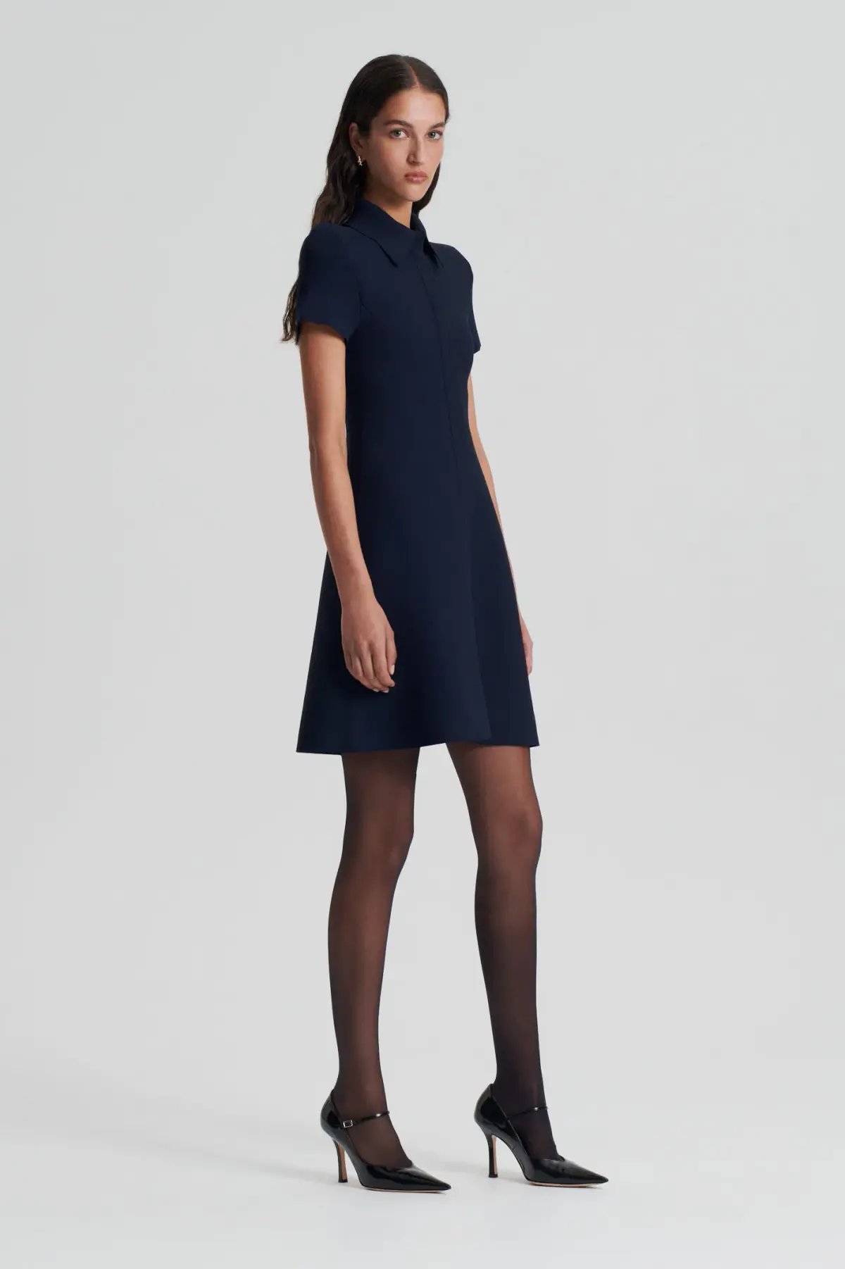 Scanlan Theodore Crepe Knit Mini Dress Navy Size S/Au 8 photo 2