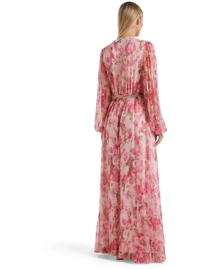 Forever New Regan Cascade Plisse Maxi Dress Floral Size 16 photo 4