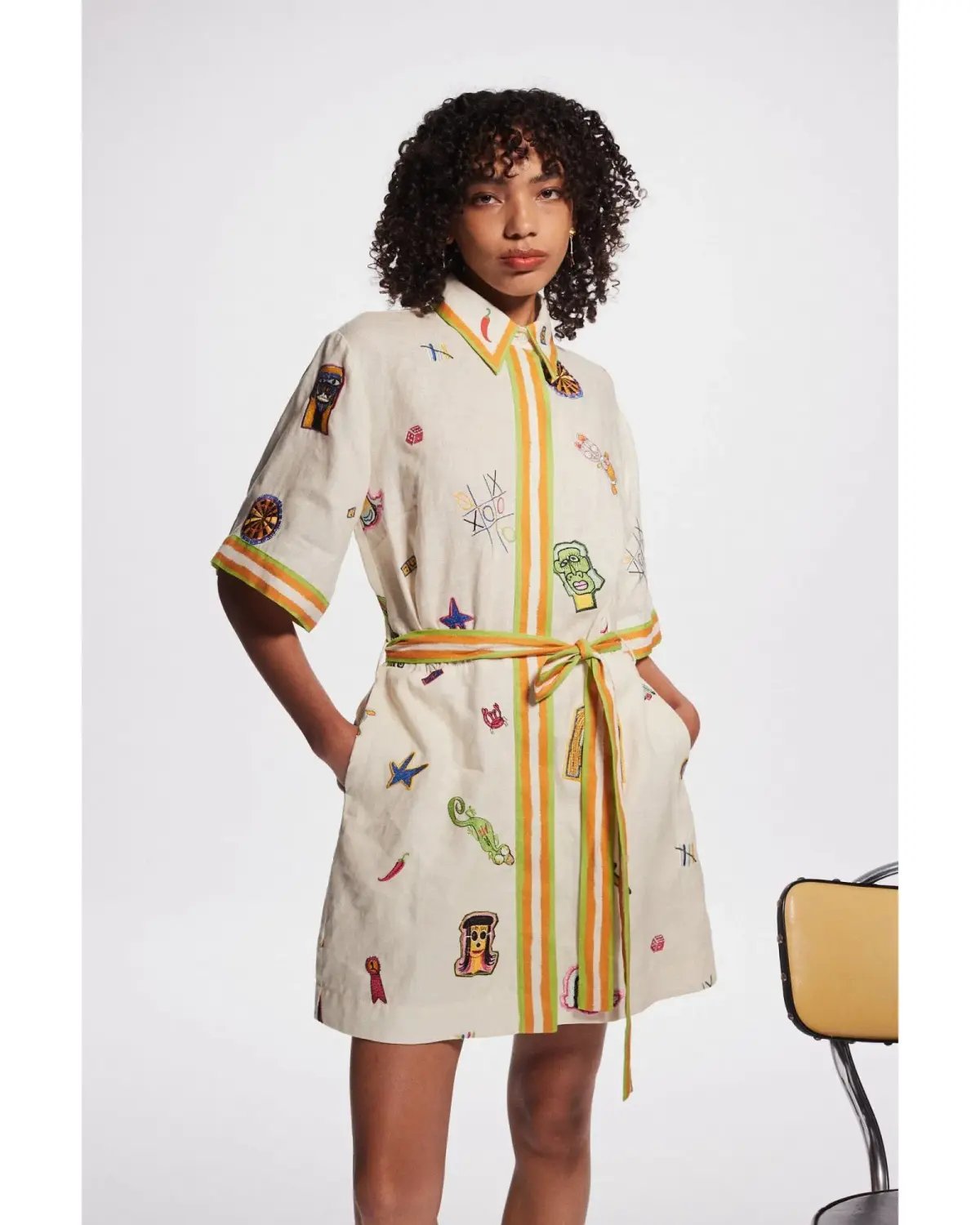 Alemais Checkers Embroidered Mini Dress Print Size AU 14 photo 2