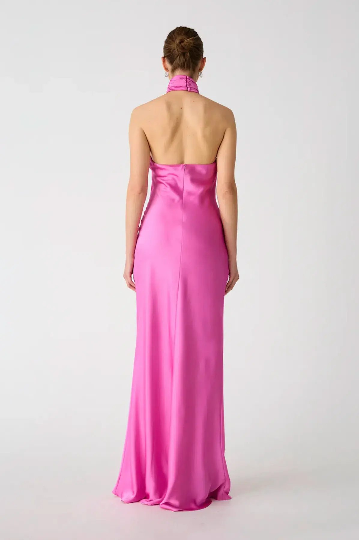 Misha Teresa Satin Gown Pink/Purple Rose Size 8/S photo 3