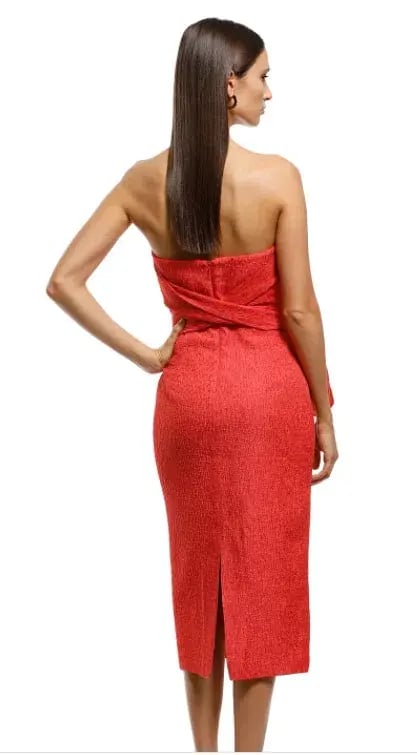 Rebecca Vallance Francesca Tie Midi Dress Red Size 8 photo 2