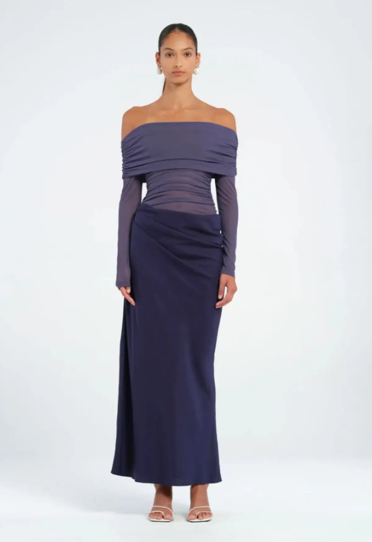 Benni Yasmin Off Shoulder Dress in Navy Size 6 photo 2