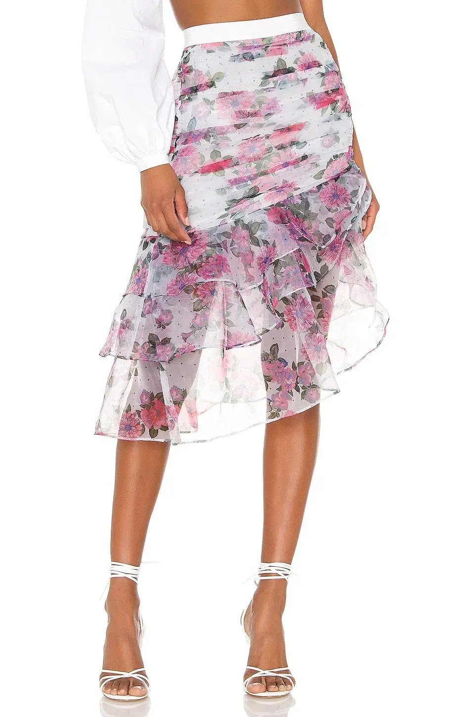 For Love and Lemons Asymmetric Ruffle Skirt Print Size 6 photo 2
