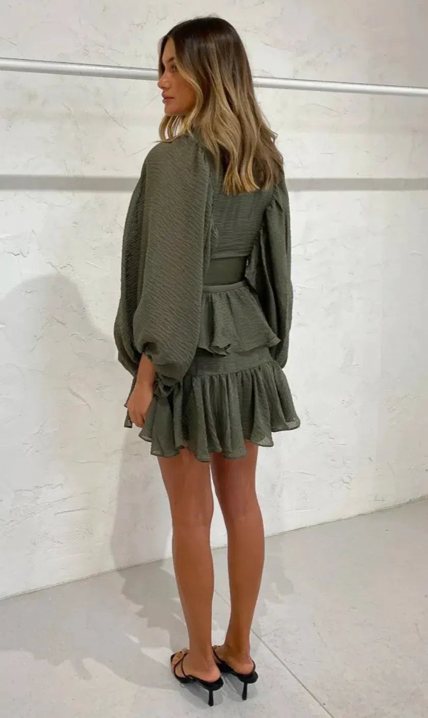 Shona Joy Charlotte Plunged Dress in Khaki Size 10 photo 5