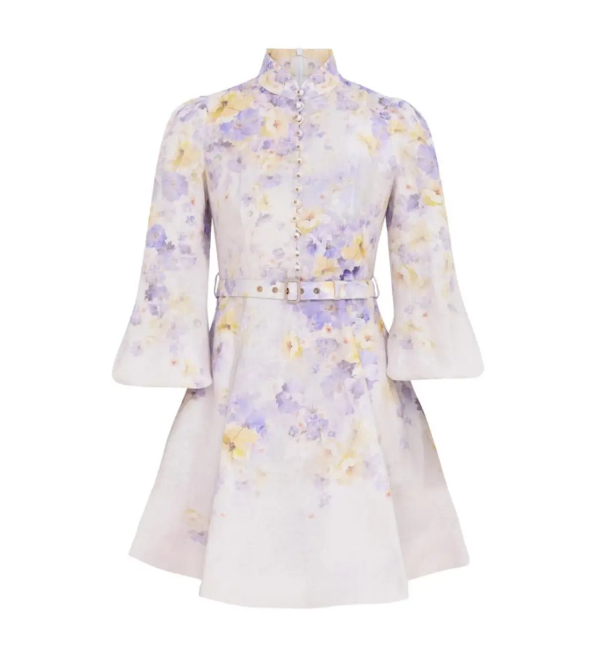 Zimmermann The Crush Buttoned Mini Dress in Lilac Floral Size 1/Au 10 photo 2