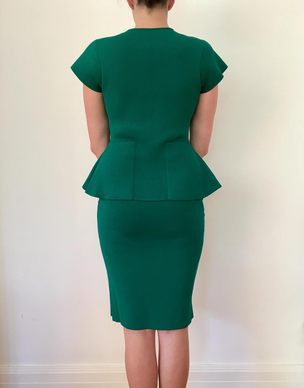 Scanlan Theodore Green two peice crepe knit dress sz 12 photo 3