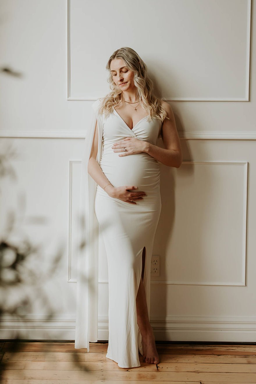 Club L London The Crown Plunge Maternity Maxi Dress with Cape Sleeve photo 2