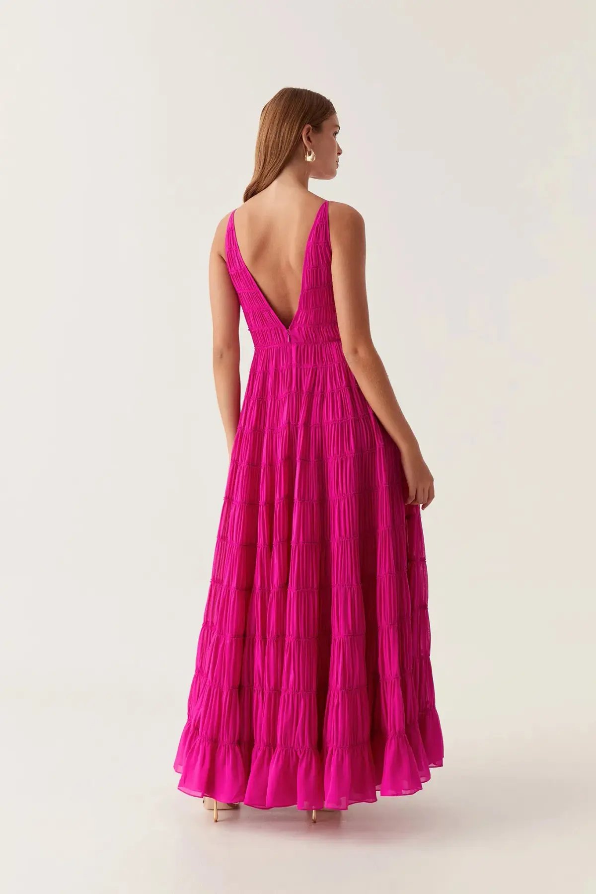 Aje Rosewood Ruched Gown Magenta Size 4 photo 2