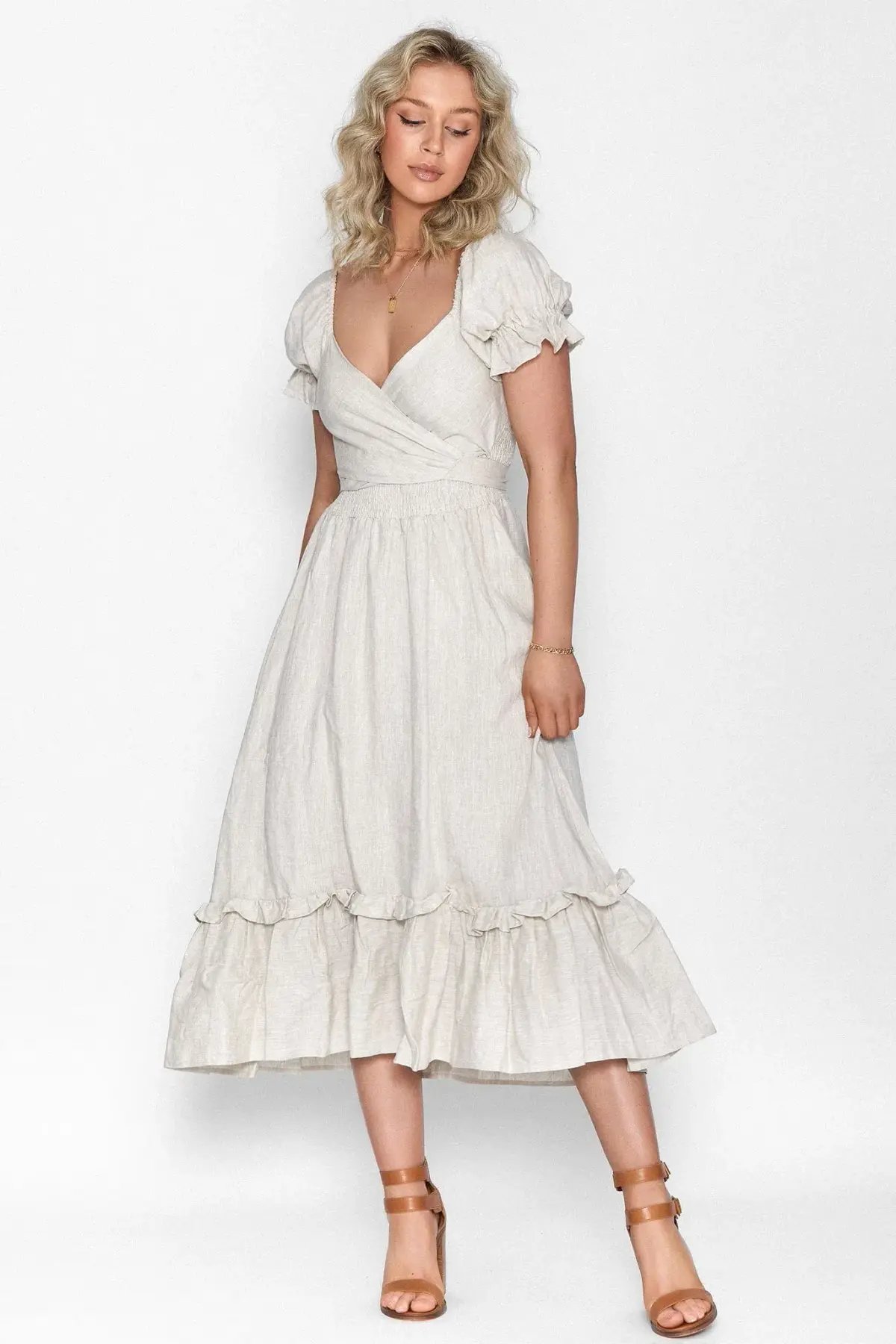 Aulieude Marianne Dress in Oat Cream Size 16 photo 2