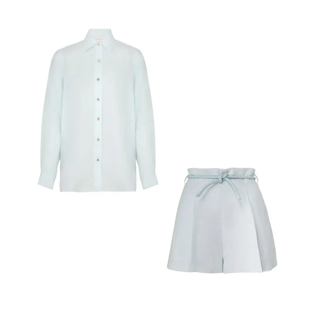 Zimmermann Natura Oversized Shirt in Size 0P / AU 6 and Short in Size 1 / AU 10 Set Mint photo 3