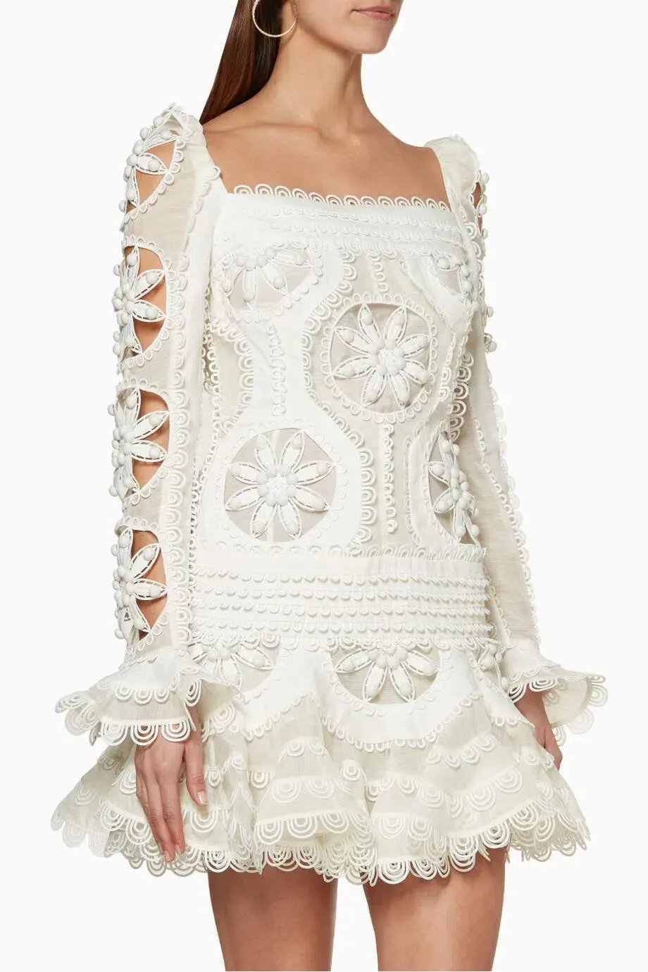 Zimmermann Whitewave Doily Dress White Size 1 / AU 10 photo 2