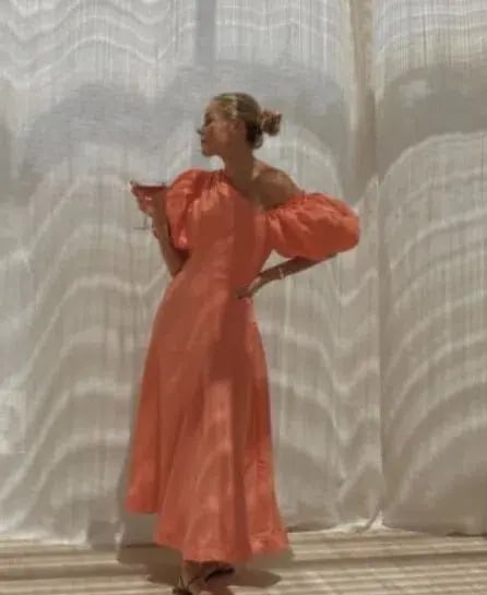 Aje Maia Off Shoulder Midi Dress Coral Size 8 photo 6