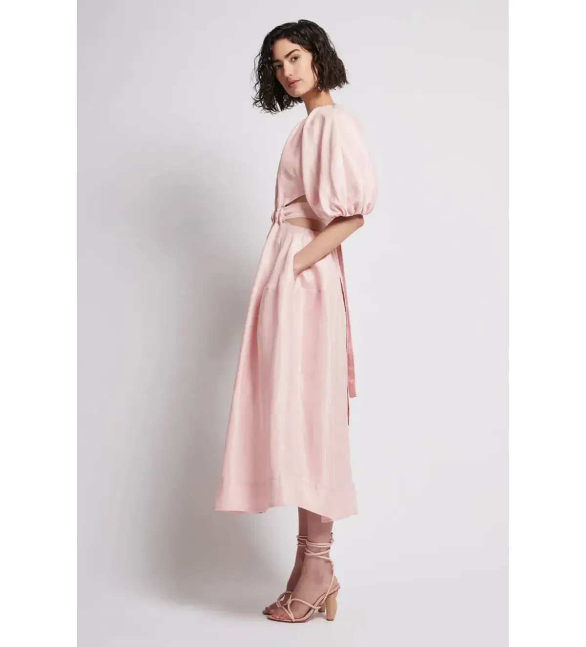 Aje Mimosa Soft Pink Cut Out Midi Dress Soft Pink Size AU 6 photo 2