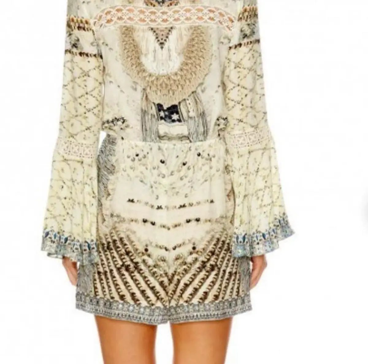 Camilla Silk Playsuit Romper Love Weave Tie Front Wide Sleeve photo 2