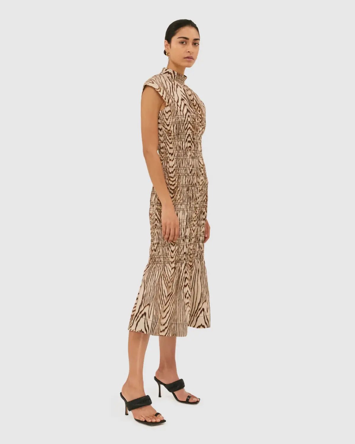 Saba Allegro Shirred Dress Brown Size AU 8 photo 2