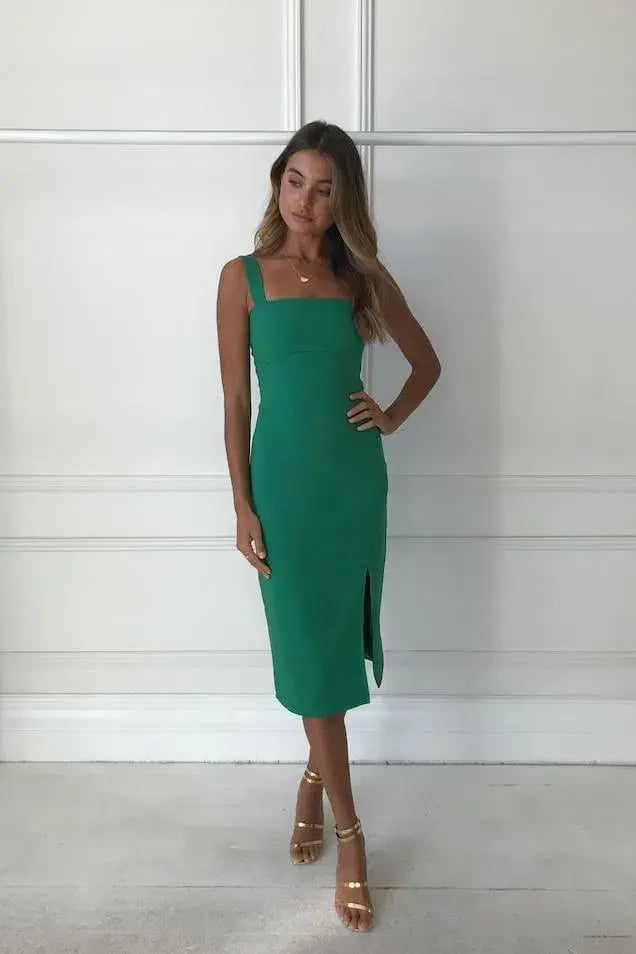 By Nicola Printemps Midi Dress Palm Green Size 8 photo 2
