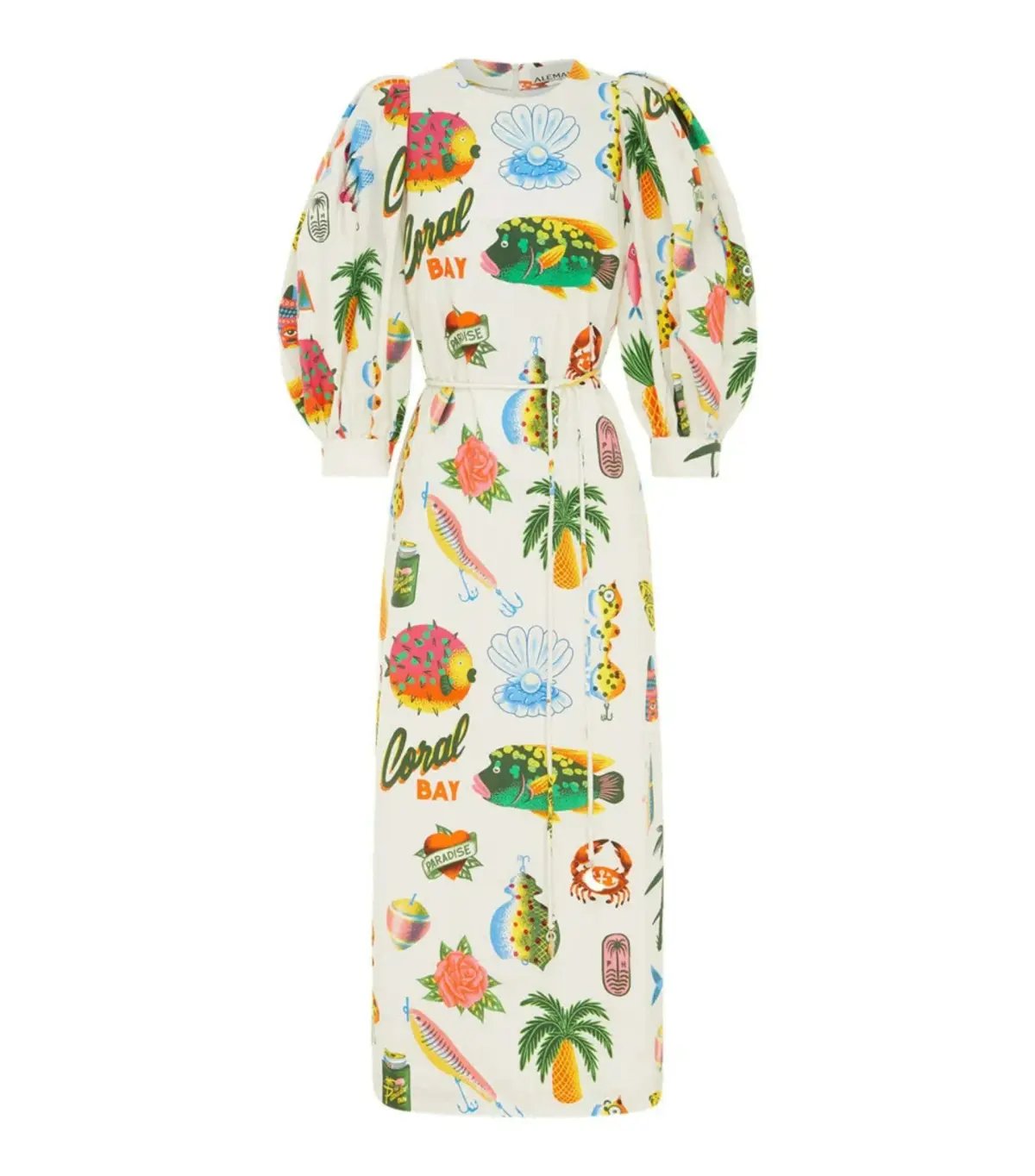 Alémais Samaki Puff Sleeve Midi Dress Print Size AU 12 photo 6