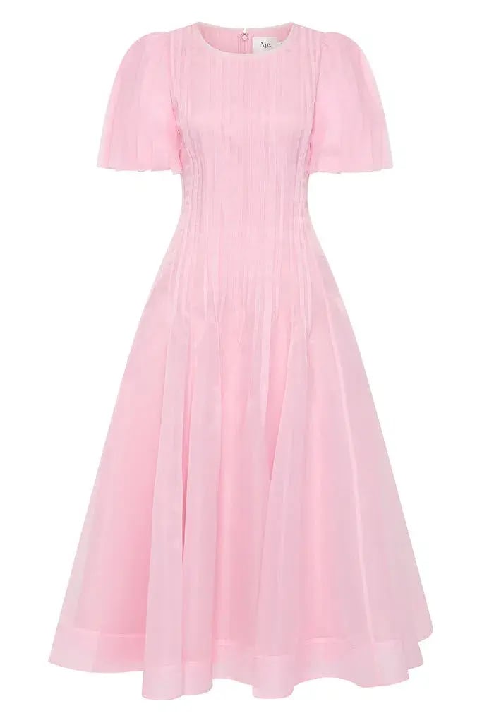 AJE Nova Pleated Dress In Chalk Pink Size 12 photo 2