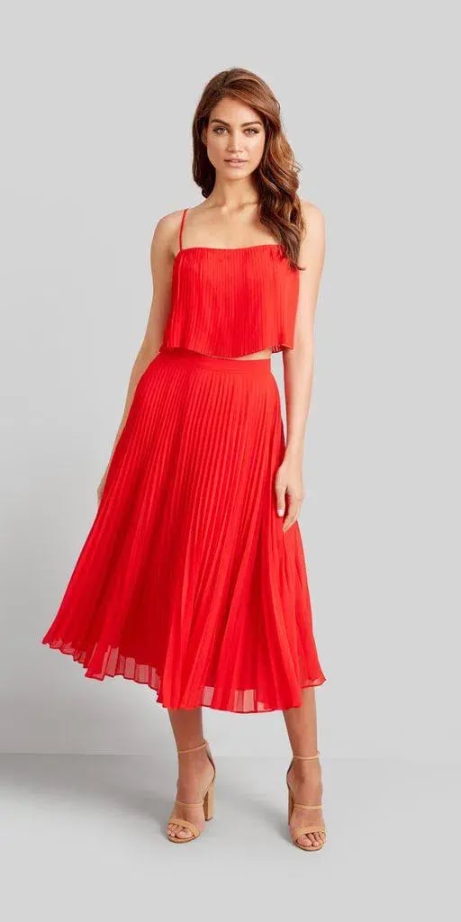 Kookai Carlotta Top and Skirt Set Red Size 8 photo 2