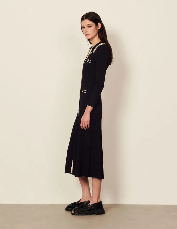 Sandro Paris Alexandrine Ribbed Knit Shirtdress Size 40 / AU 10 photo 4