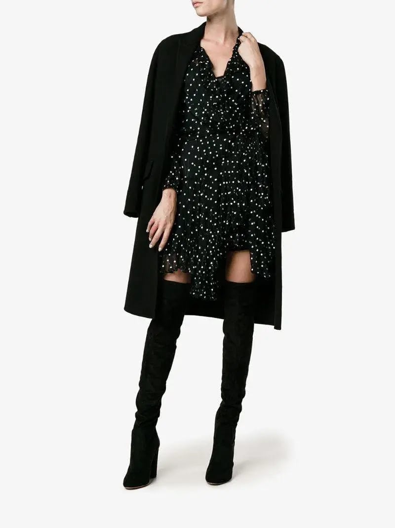 Zimmermann Silk Ruffle Polka Dot Wrap Mini Dress Black Size 8 photo 2
