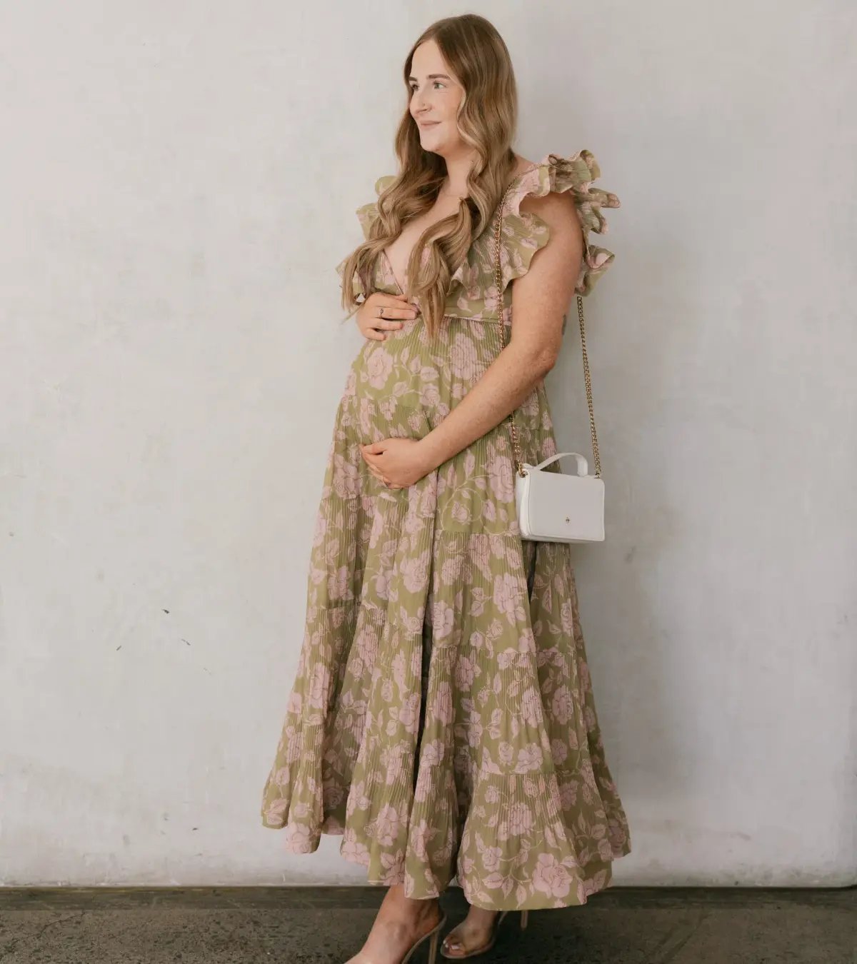 Zimmermann Lovestruck Pleated Gown Olive and Pink Rose Size 2 / AU 8-10 photo 3